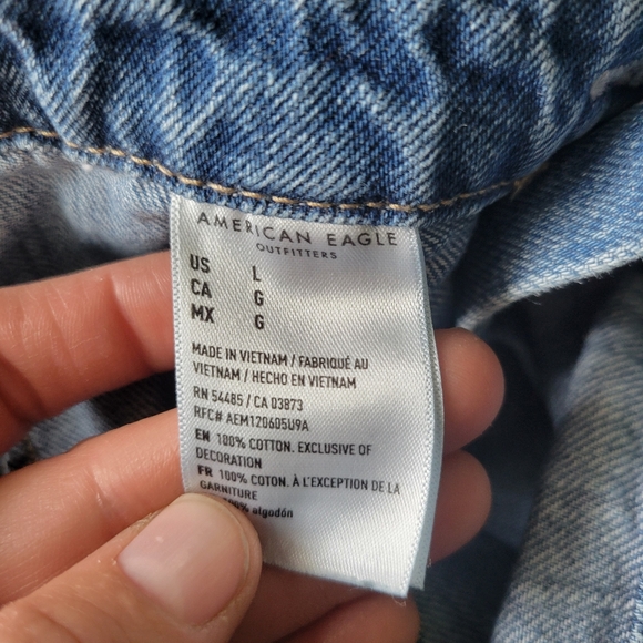 American Eagle Tomgirl Shortall Jean Overalls Womens Size L - Picture 10 of 10